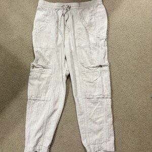 Free People Cream Feelin’ Good Utility  Ankle Cargo Pants